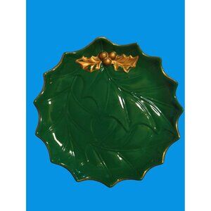 Vintage Holland Mold Ceramic Dish With Gold Accents - Decorative Holiday Serving